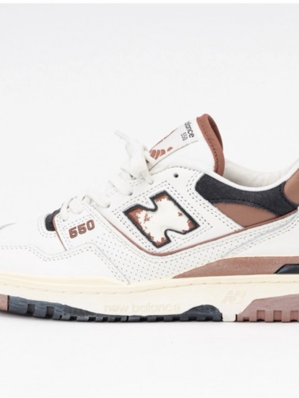 NEW / New Balance 550 Men's White & Brown Leather Sneakers